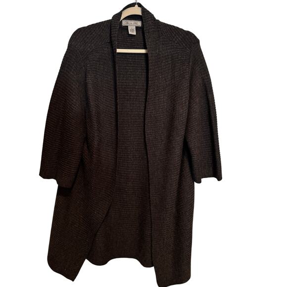 Birch Hill Ribbed 3/4 Sleeve Open Front Long Line Cardigan Women's Size Large - Picture 6 of 9